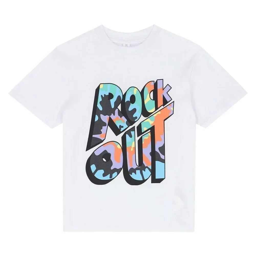 NWT Stella McCartney Kids White Organic Rock Out T-Shirt. Size 4